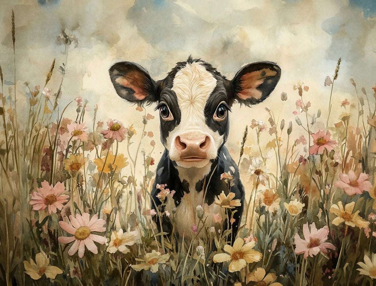 Little Black Cow Pillow