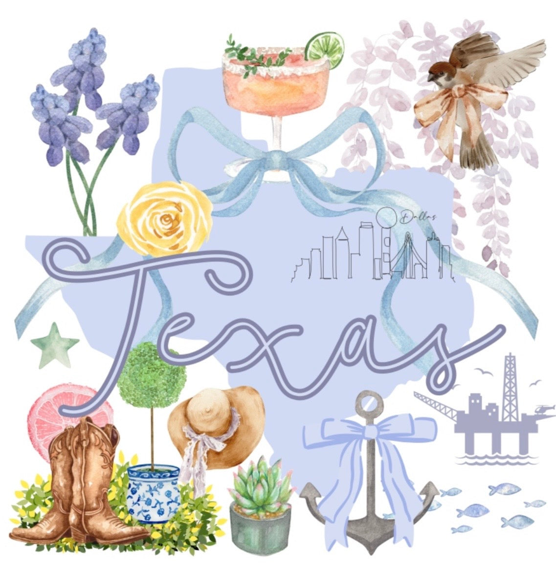 Texas Watercolor Pillow