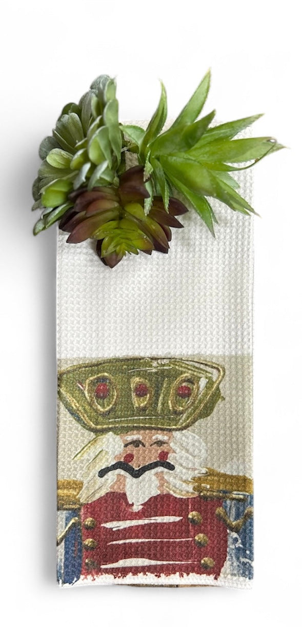 Green Hat Nutcracker Tea Towel