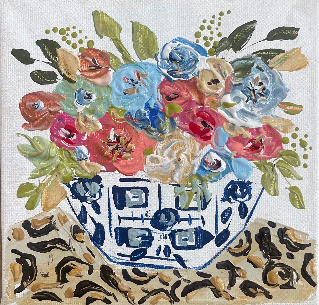GA Leopard Floral Tea Towel