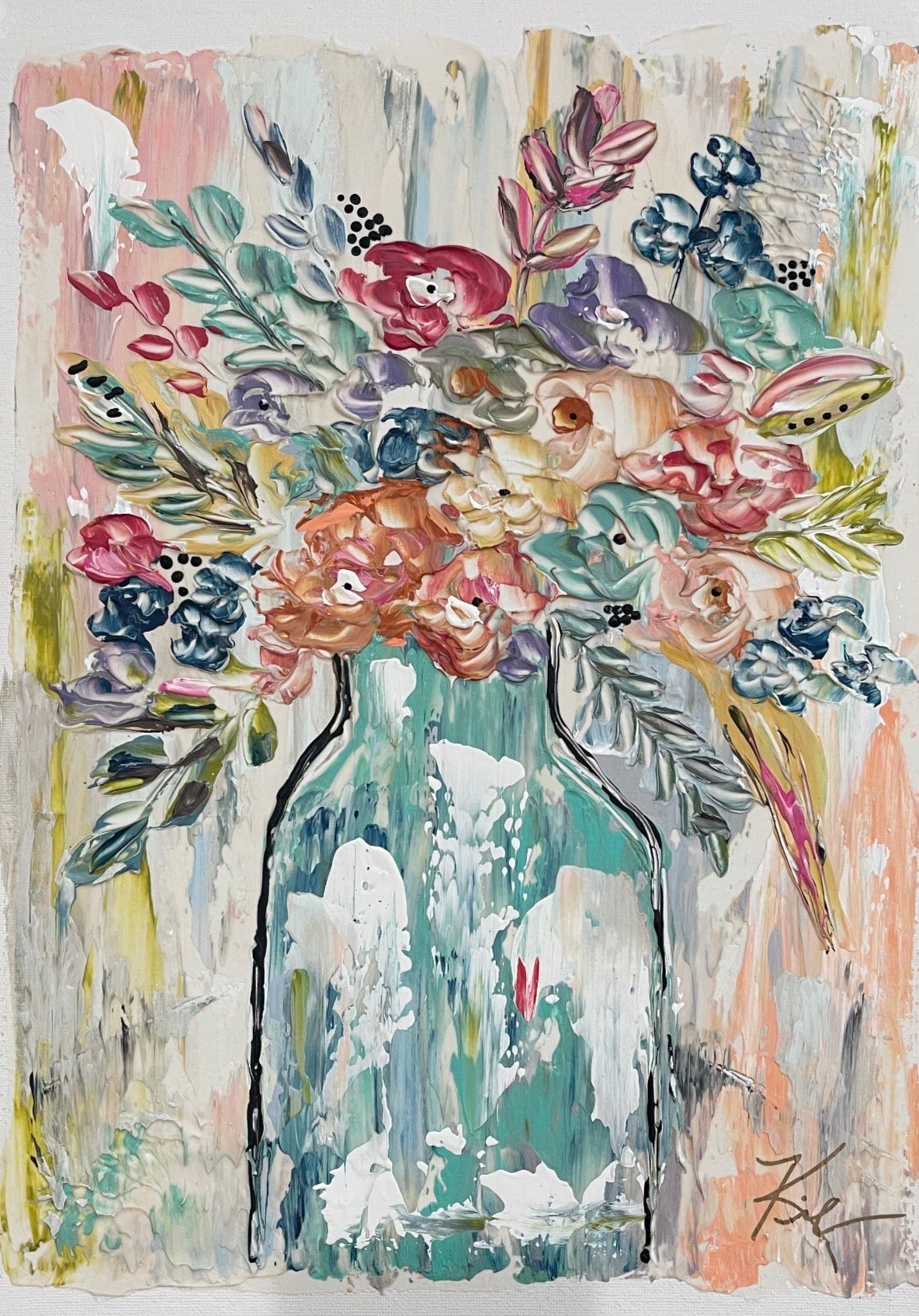 GA Nicole’s Teal Vase Framed Art
