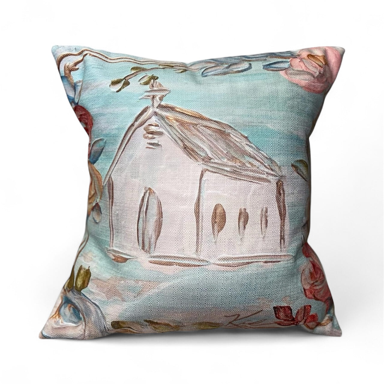 Teal Church Pillow