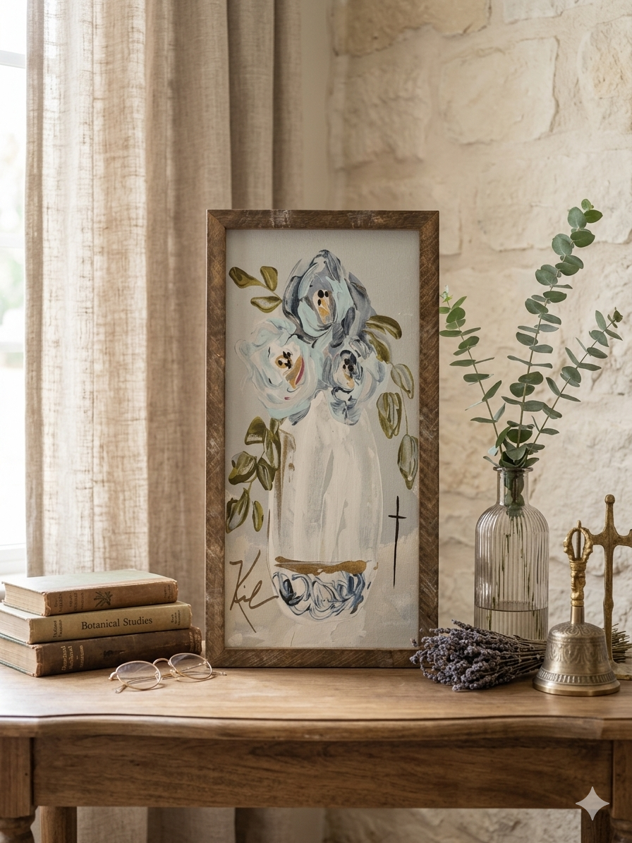 GA Blue Posie Framed Art
