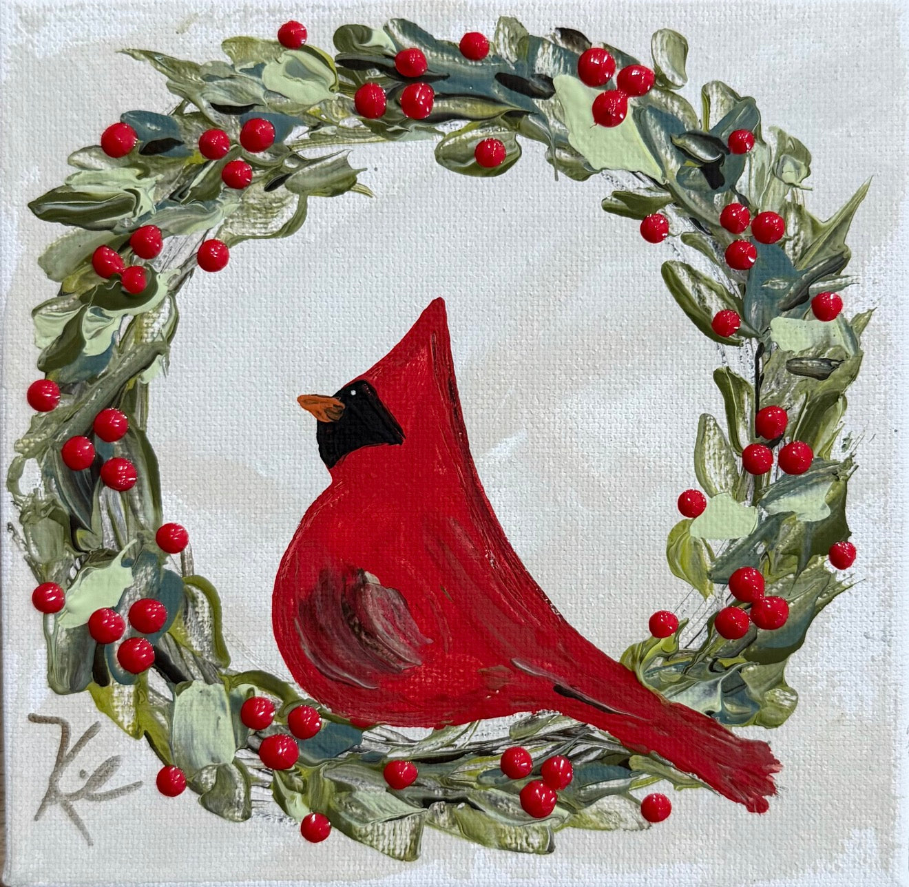 GA Cardinal Wreath Tea Towel