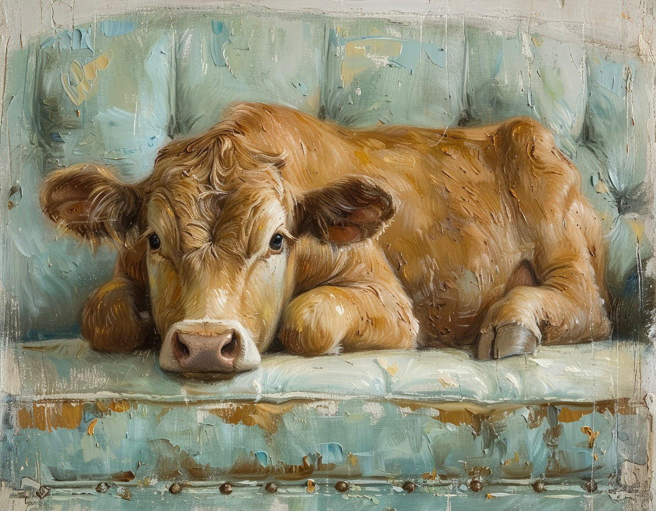 Cow Couch Framed Art