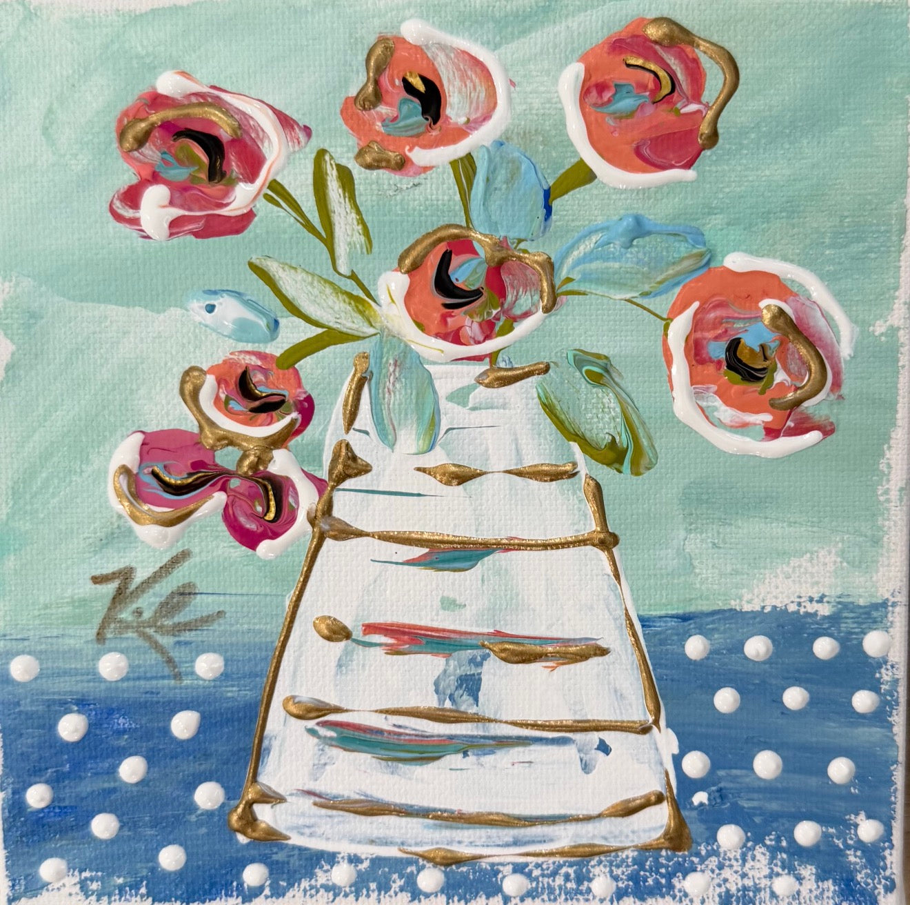 GA Blooms & Polka Dot Pillow