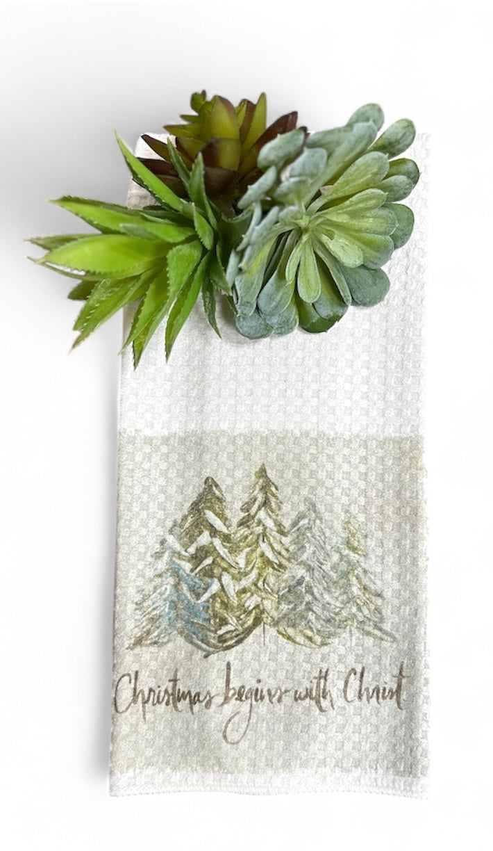 GA Christmas Begins Tea Towel