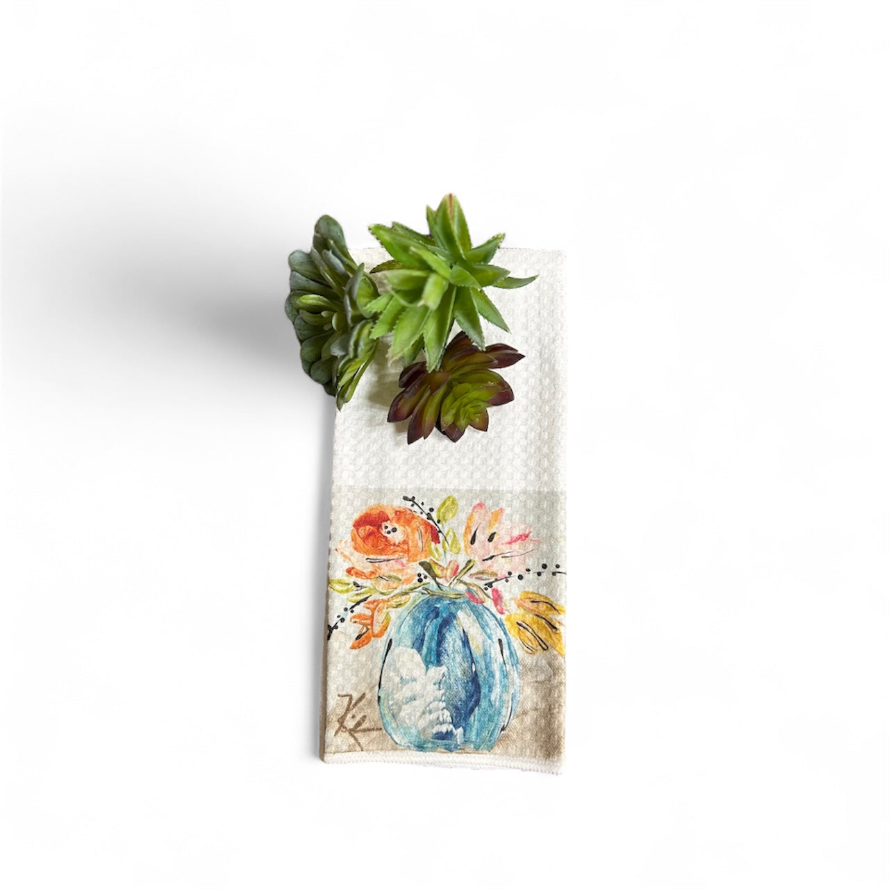 GA Traceys Flowers Tea Towel