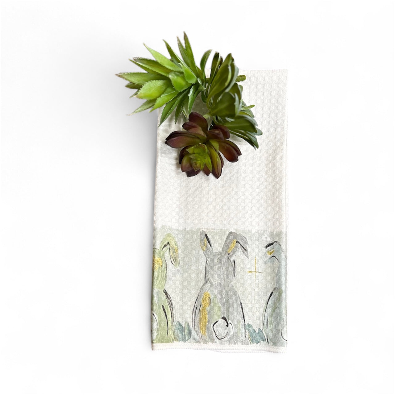 GA Neutral Bunny Trio Tea Towel