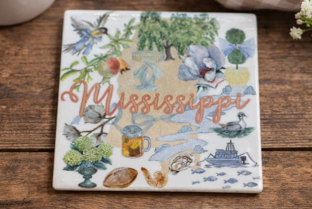 Mississippi Watercolor Coaster