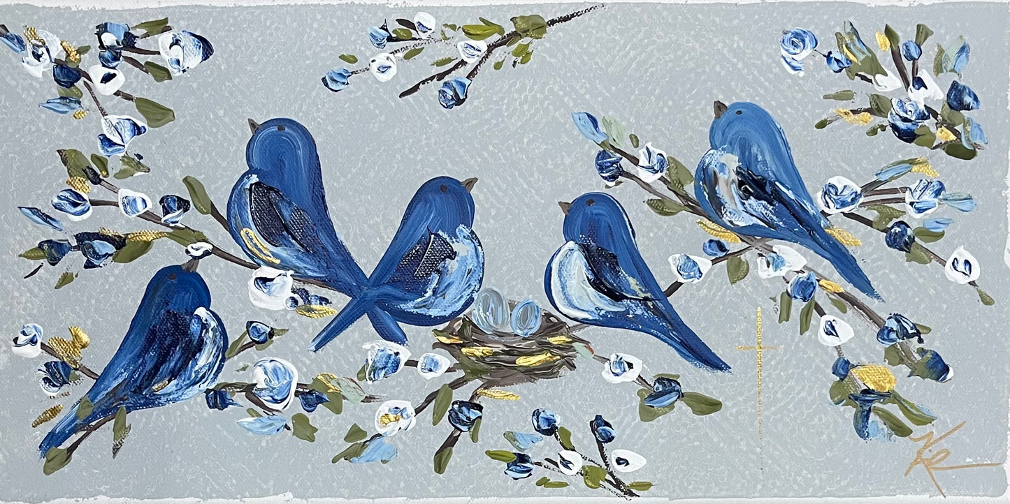 GA Navy Birds Singing Lumbar Pillow