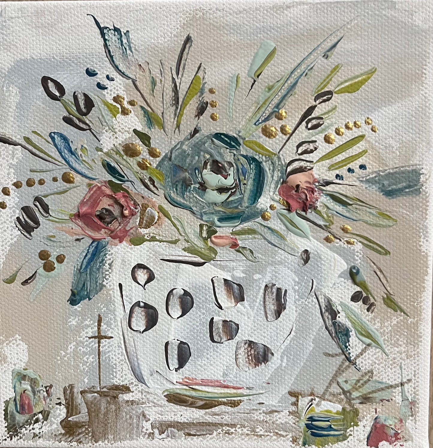 GA Dark Blue Flowers Pillow