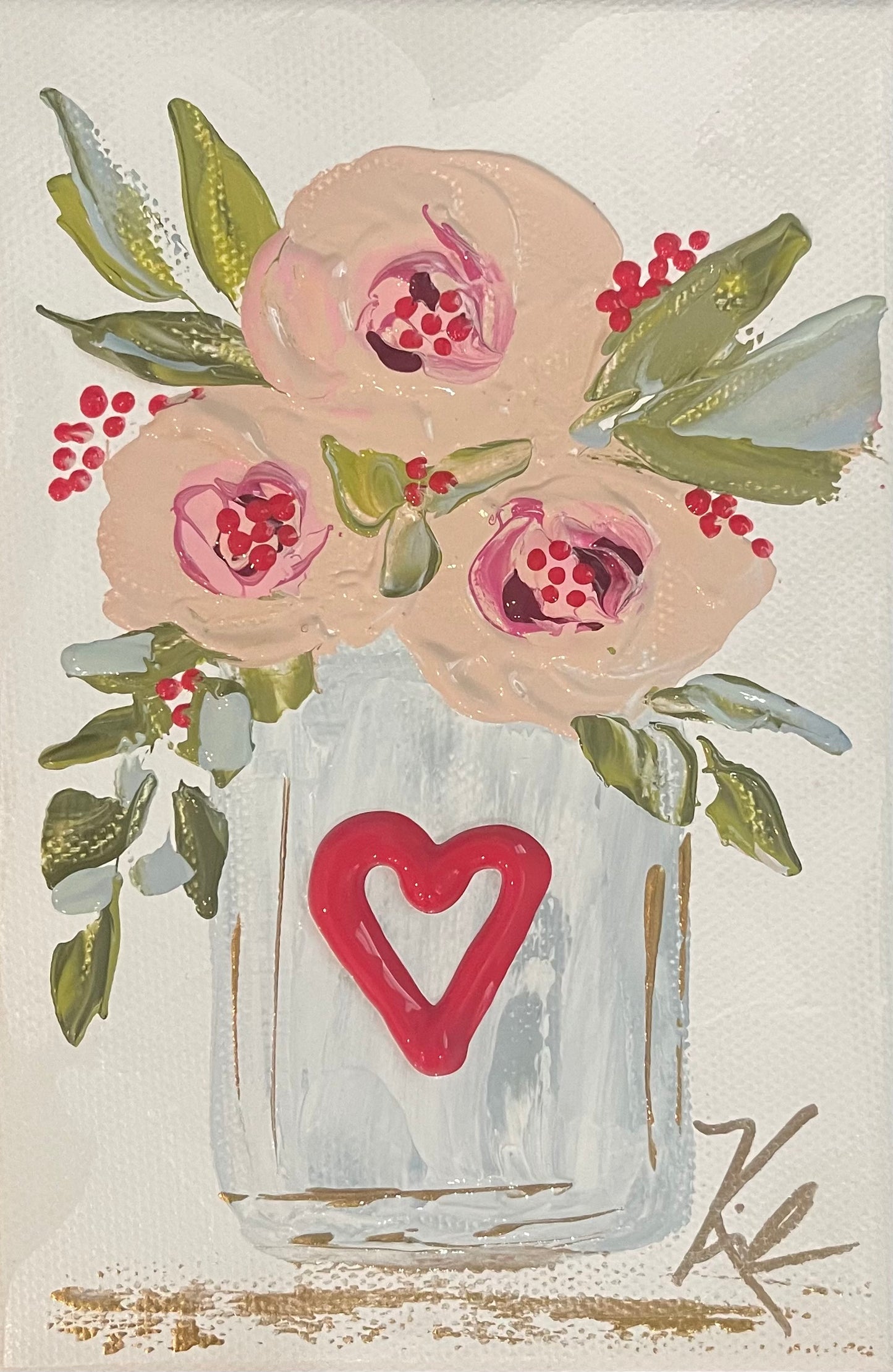 GA Heart Vase Framed Art