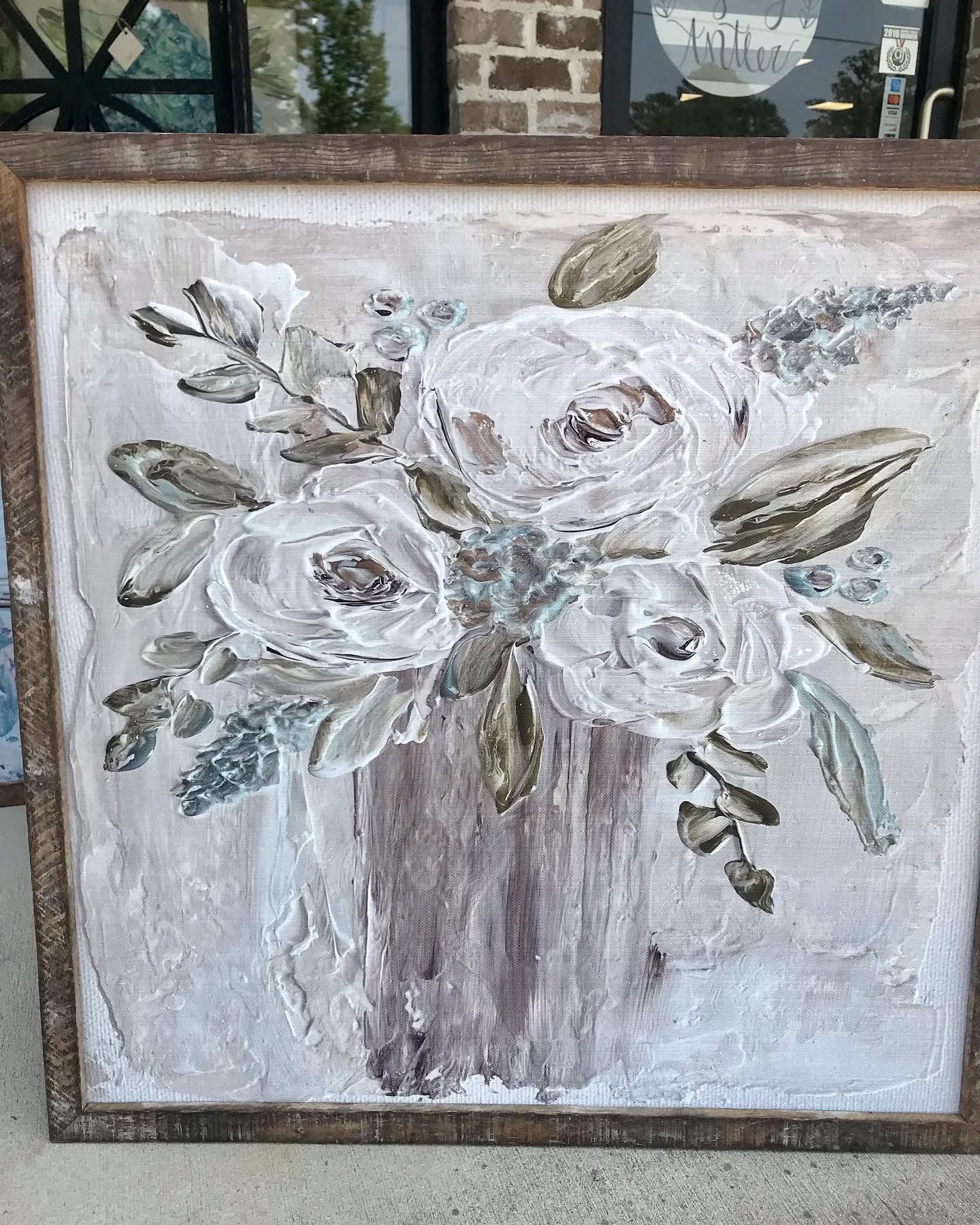 Light Blue & Neutral Flowers Framed Art