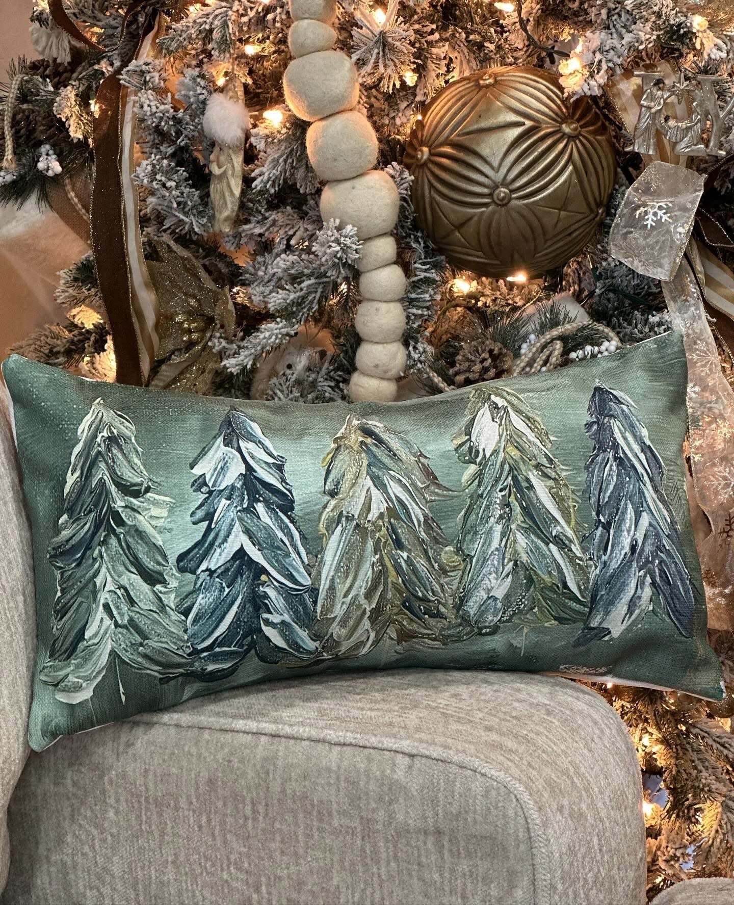 Emerald Christmas Trees Pillow