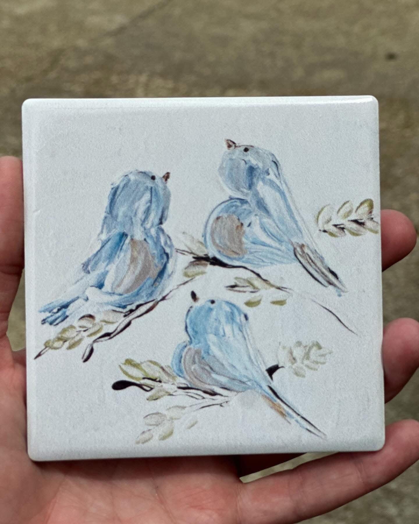 Three Little Blue Birds Coaster