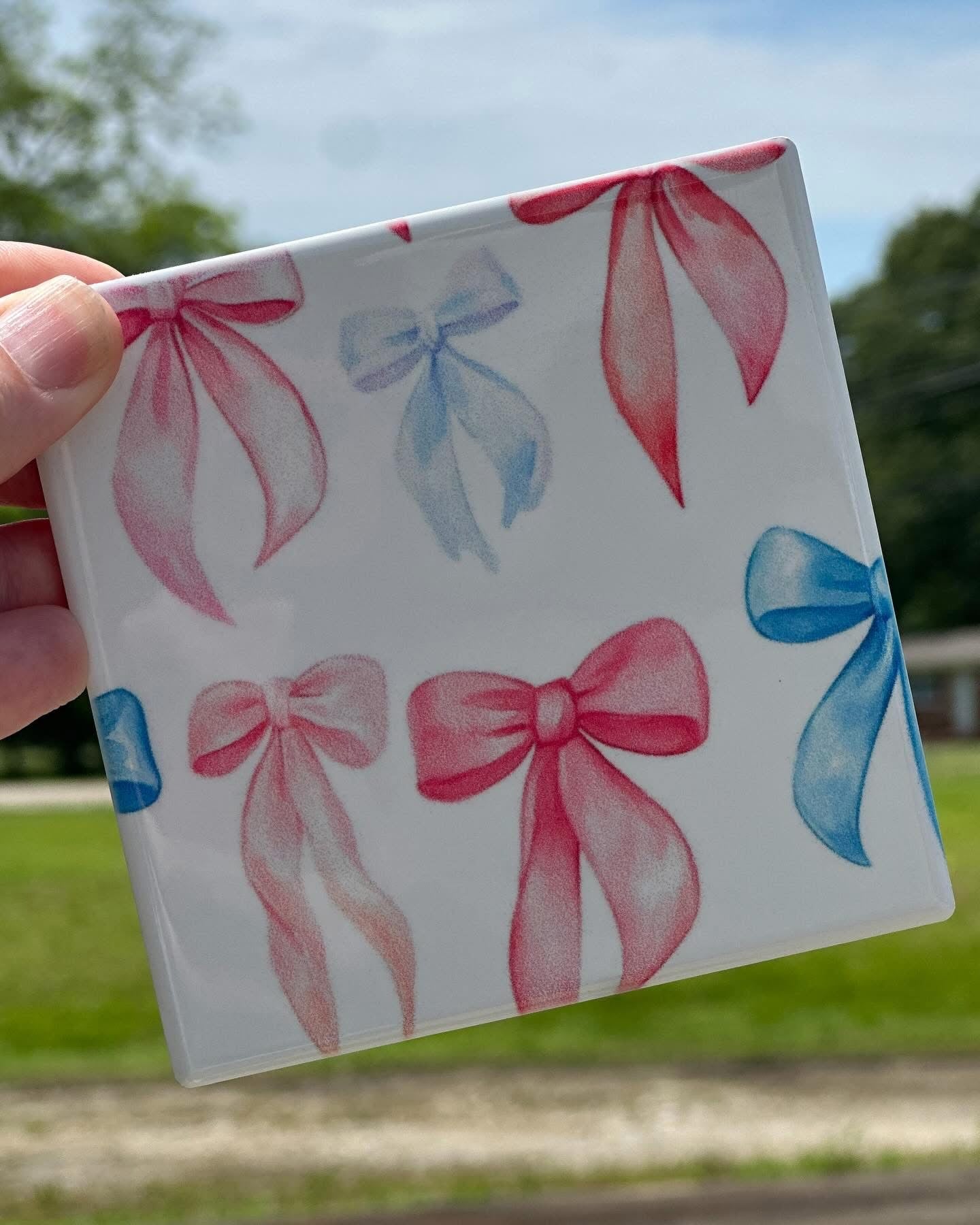 Pink & Blue Bows Coaster