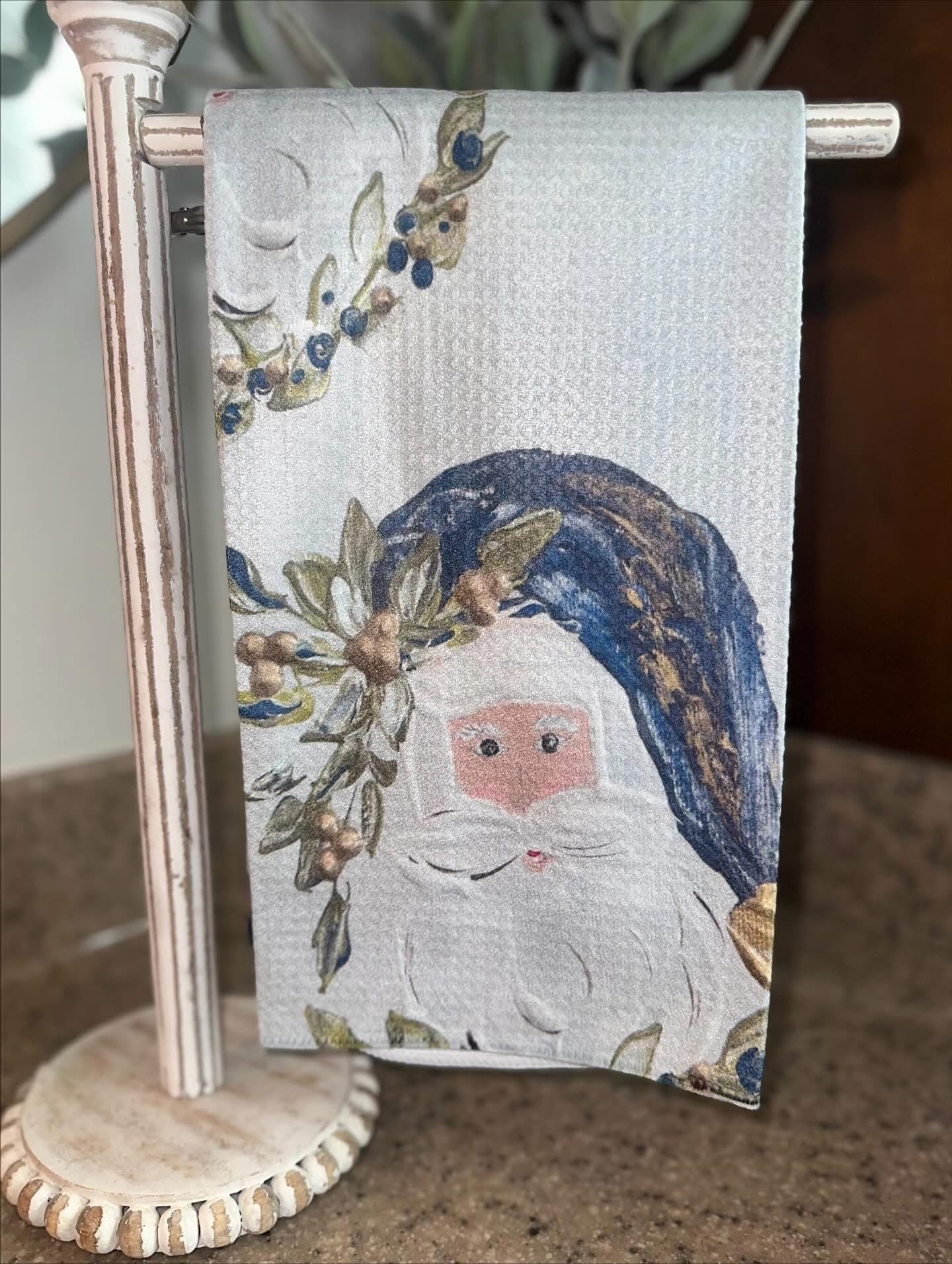 Blue Hat Santa Tea Towel