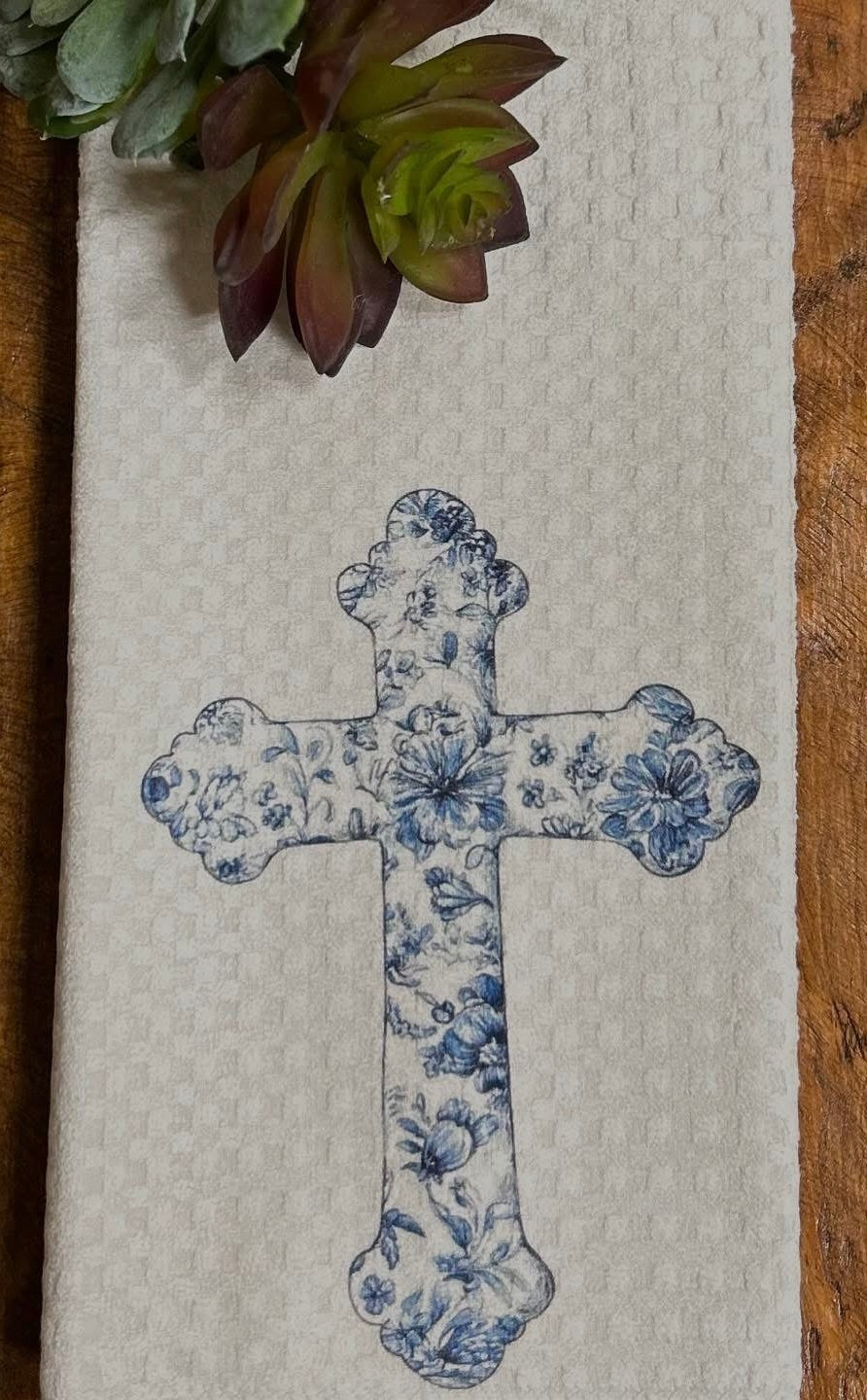 Blue Chinoiserie Cross Tea Towel