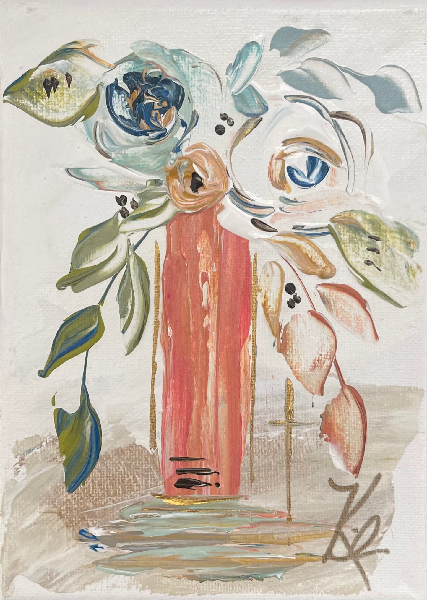 GA Pink Vase Tea Towel