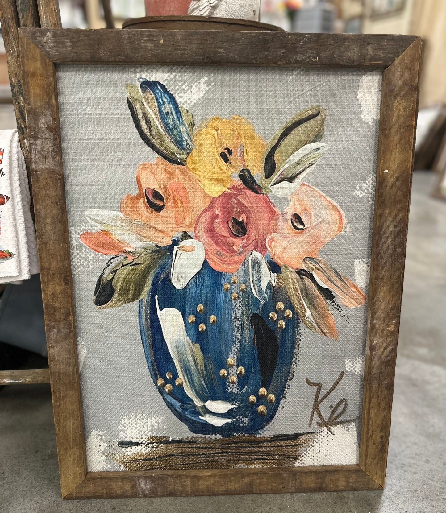 Navy Vase Framed Art