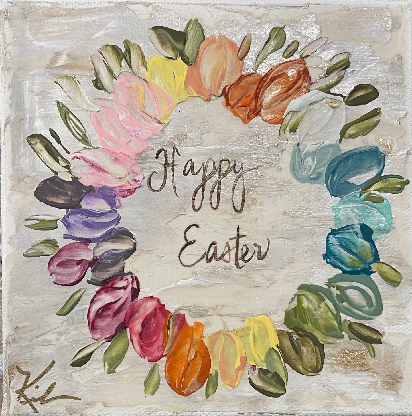 GA Easter Egg Wreath Tea Towel