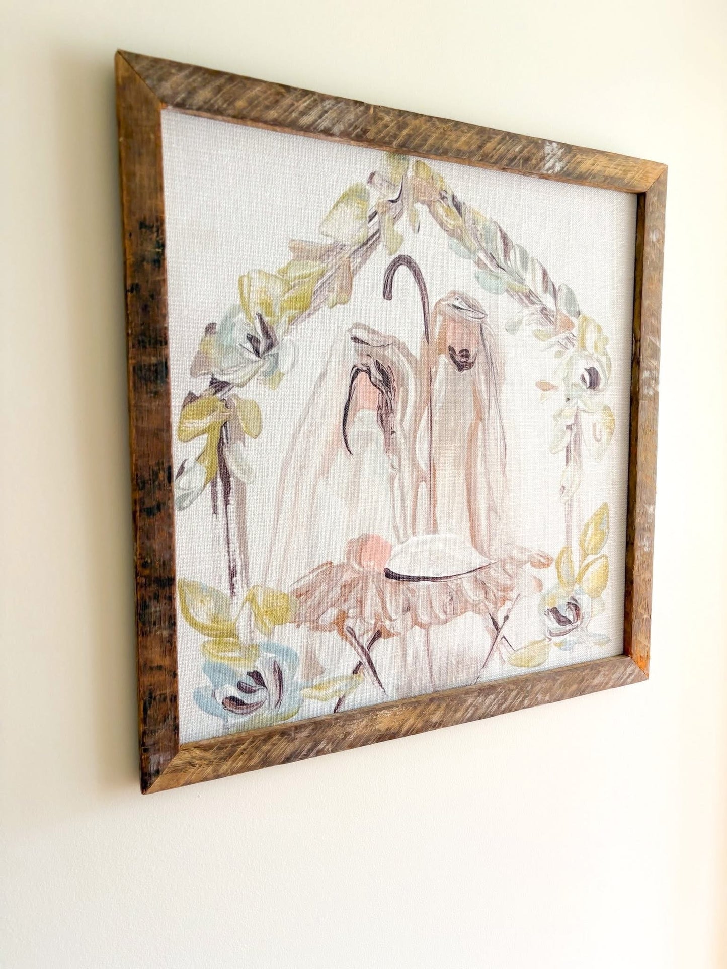 Nativity with Greenery Framed Art