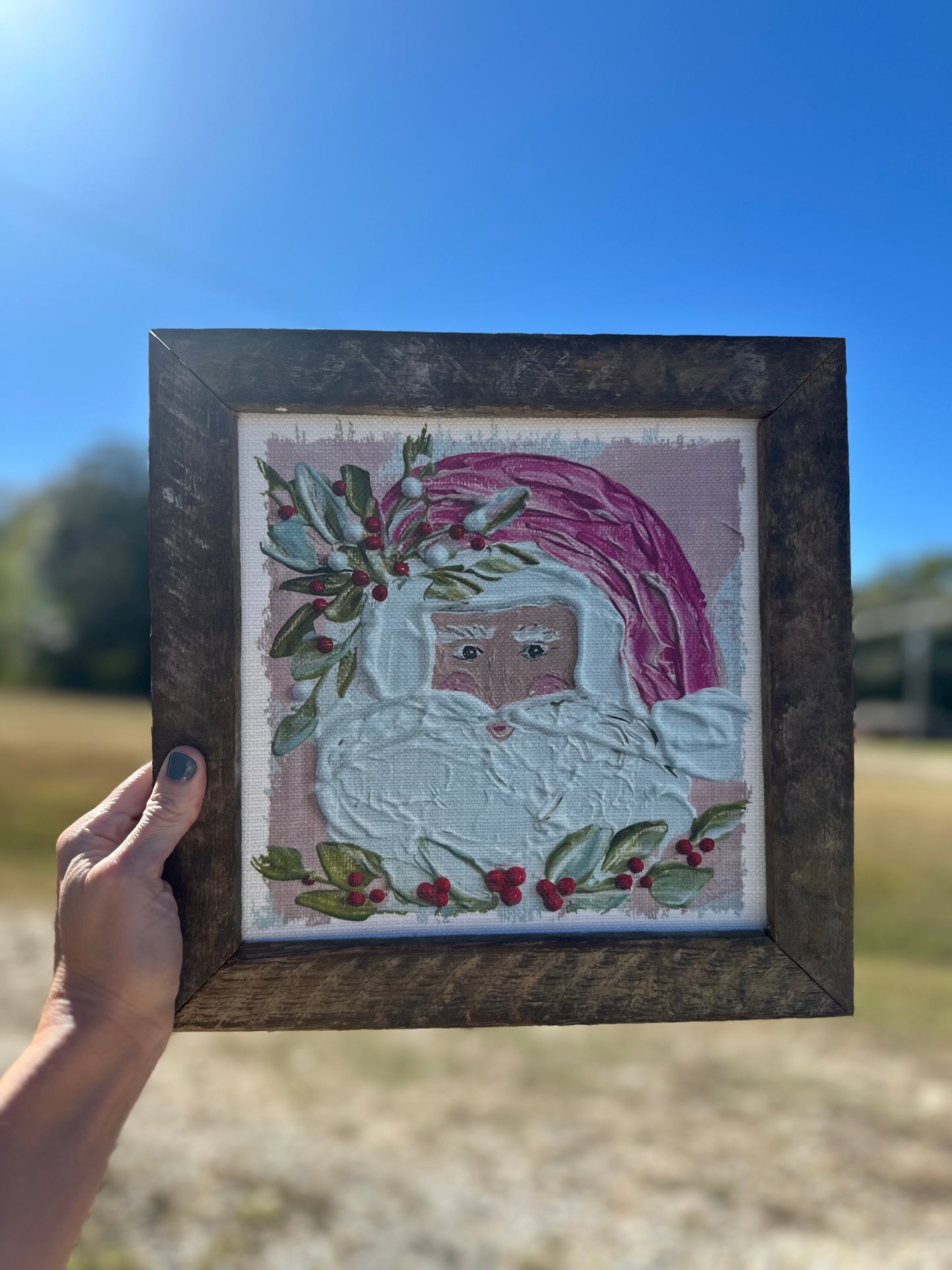 Pink Santa Framed Art