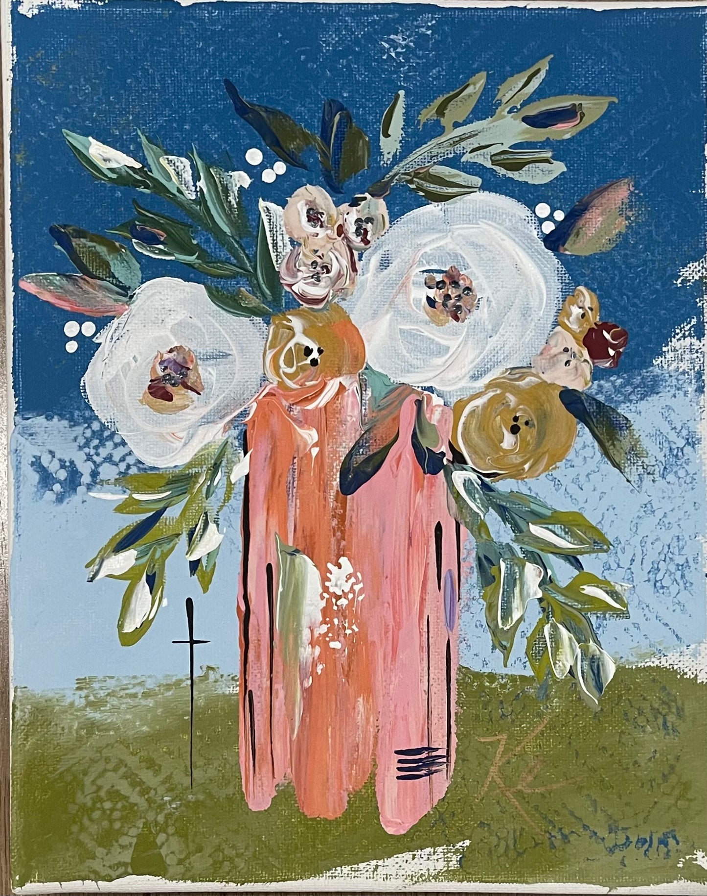 GA Coral Vase Tea Towel