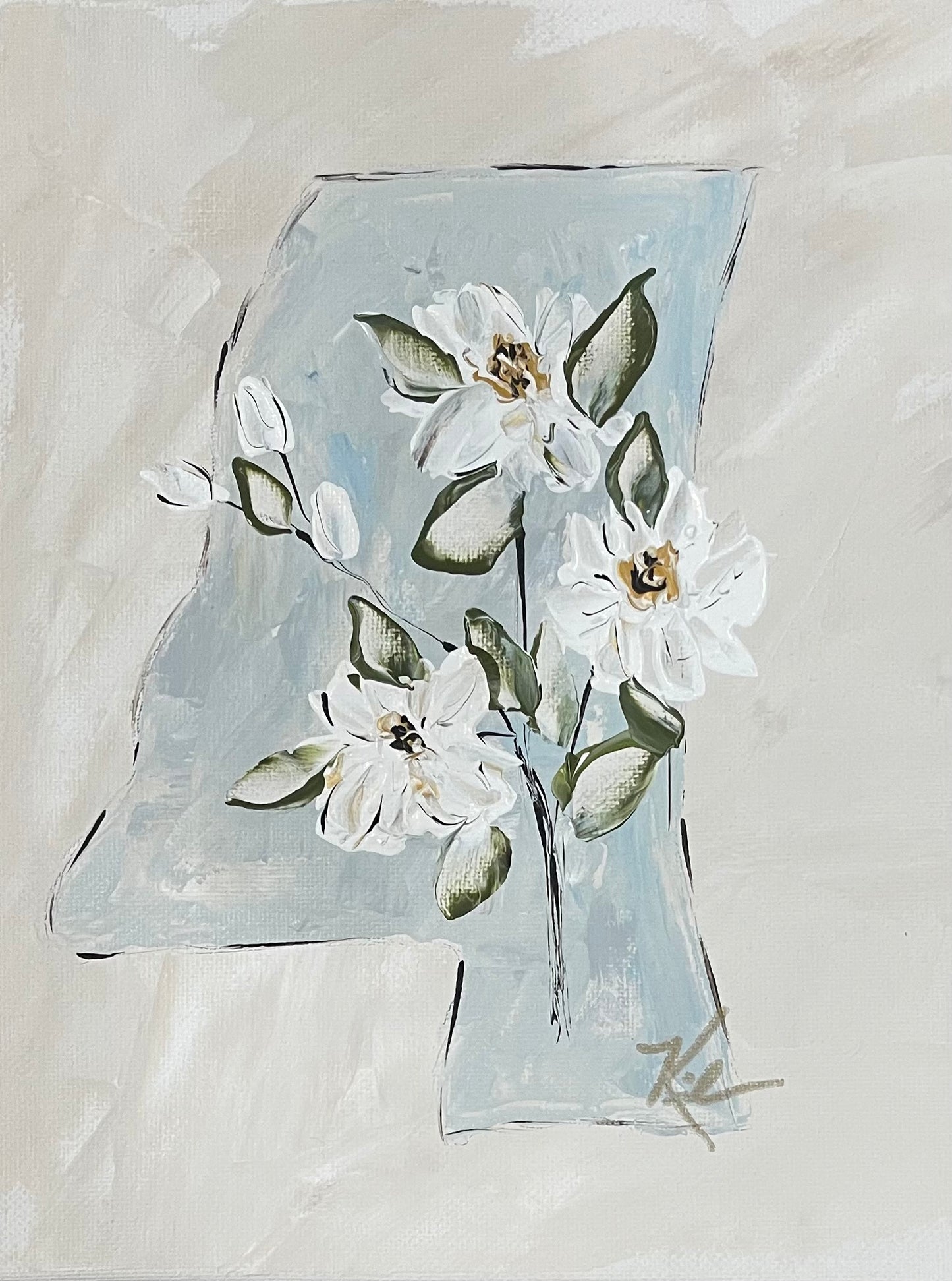 GA Mississippi with Flowers Framed Art