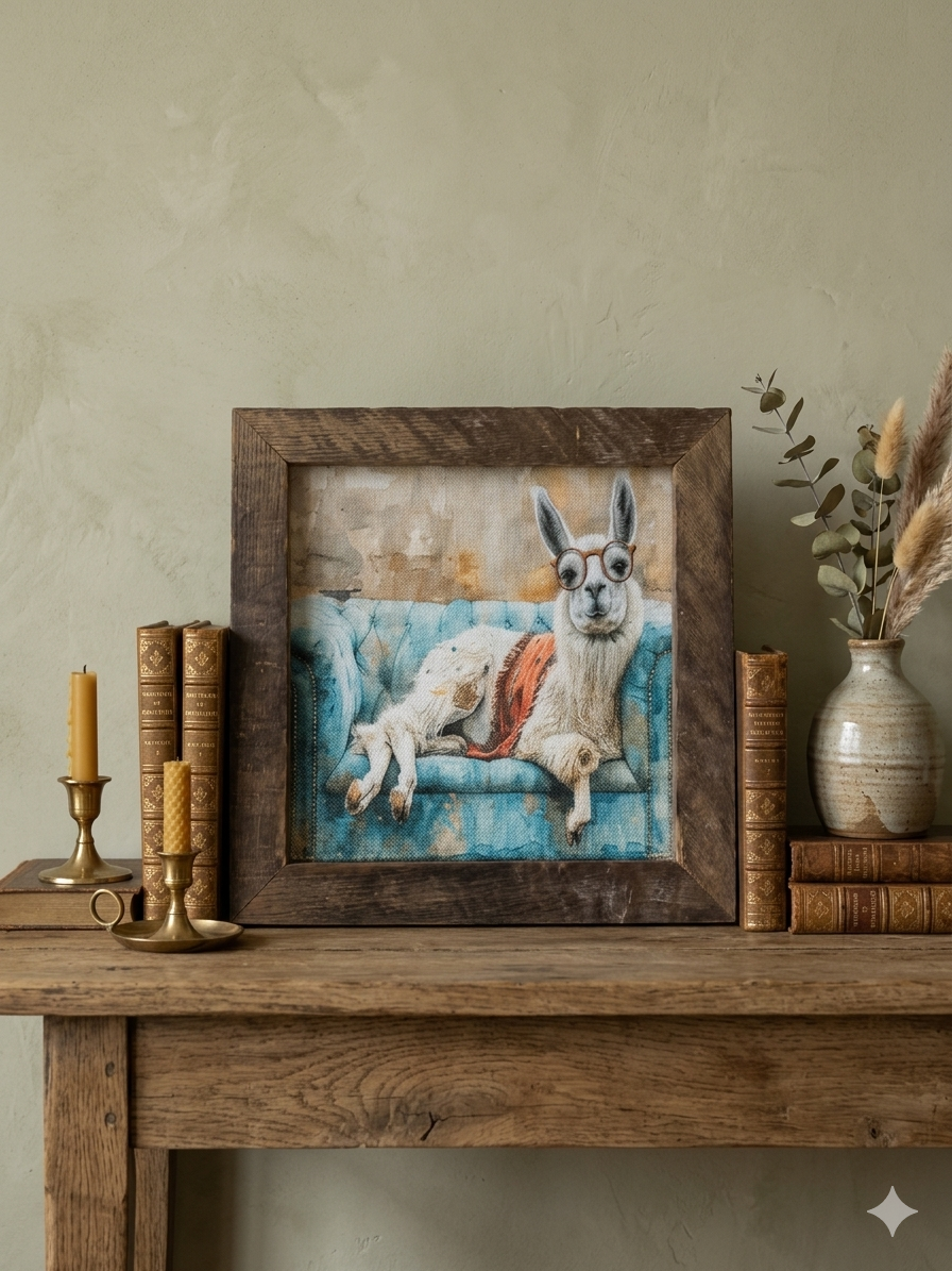 Llama Couch Framed Art