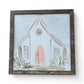 Peach Door Church Framed Art 36x36 or 42x42