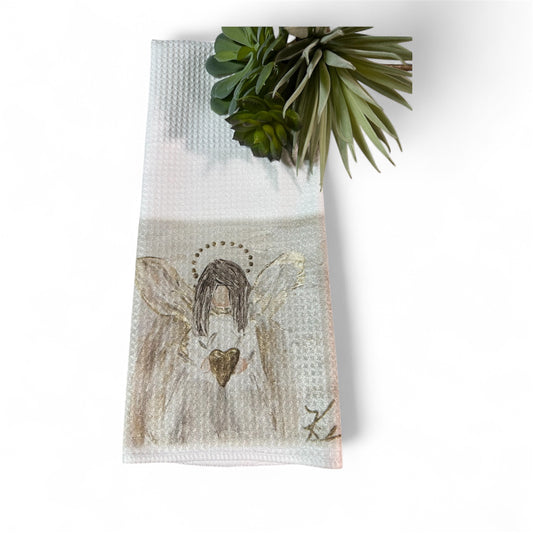 Gold & White Angel  Tea Towel