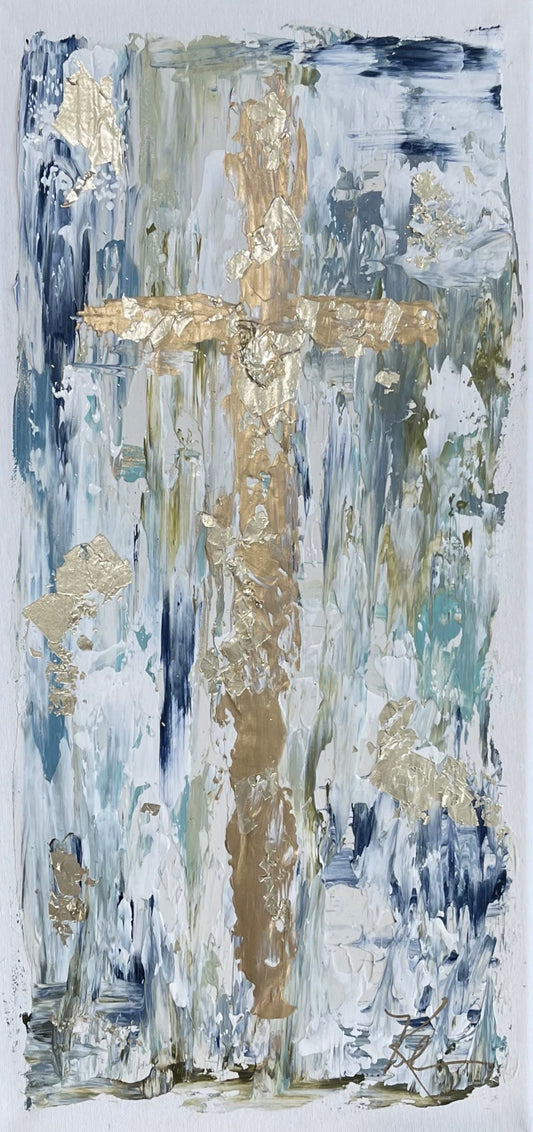 GA Gold and Blue Cross Tea Towel