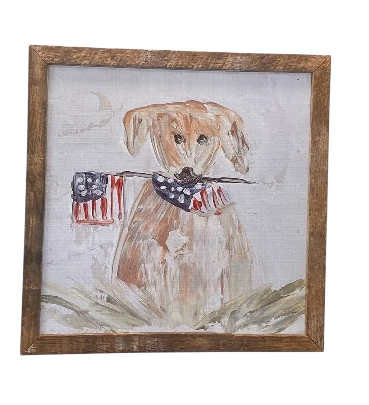 American Dog Framed Art 36x36 or 42x42