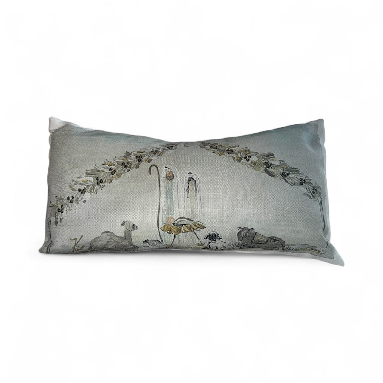 Manger Scene With Animals Lumbar Pillow