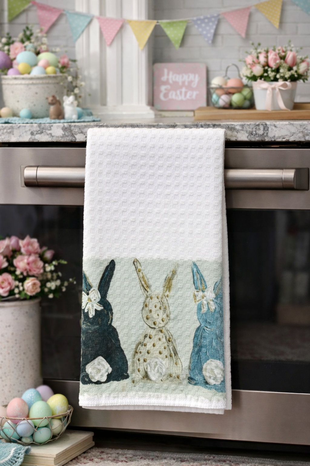 GA Blue Triple Bunnies Towel