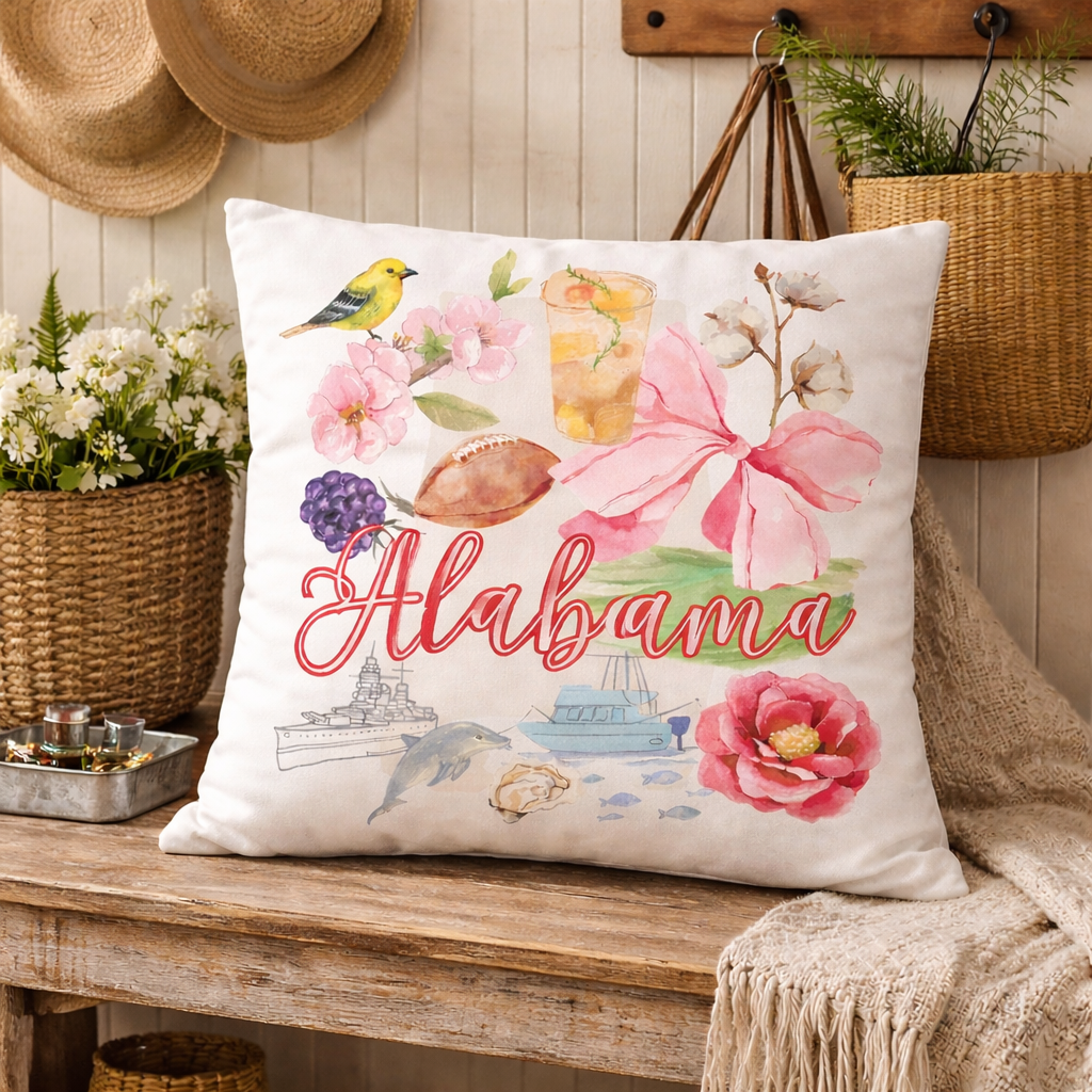 Alabama Watercolor Pillow