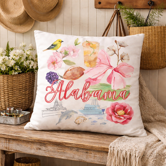 Alabama Watercolor Pillow