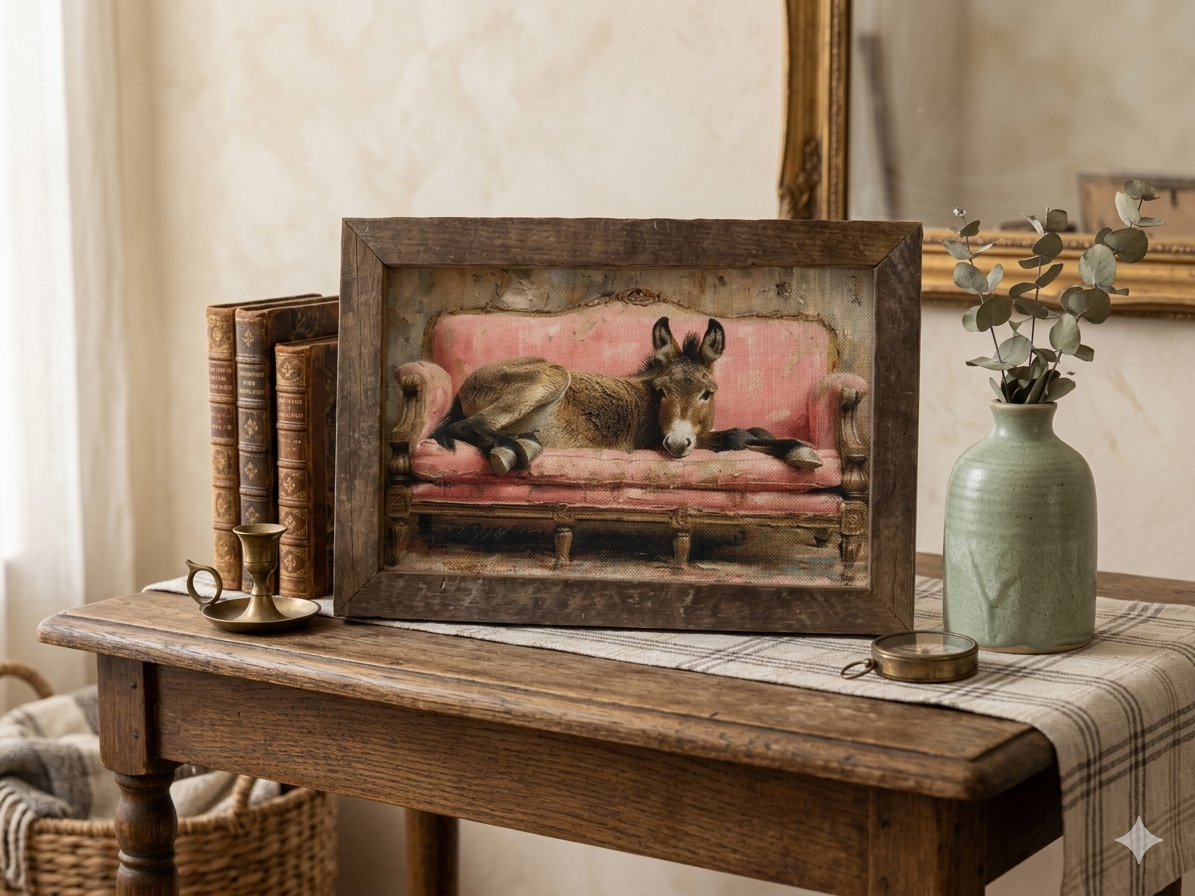 Donkey Couch Framed Art