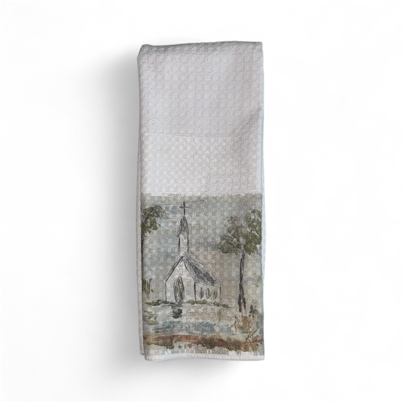 Pastel Church Tea Towel