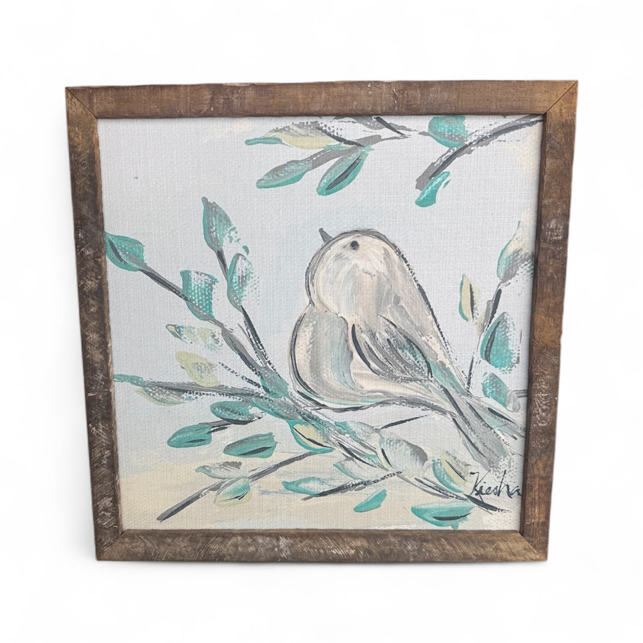 Teal Bird Framed Art