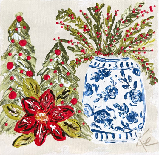 GA Chinoiserie Vase Christmas Framed Art