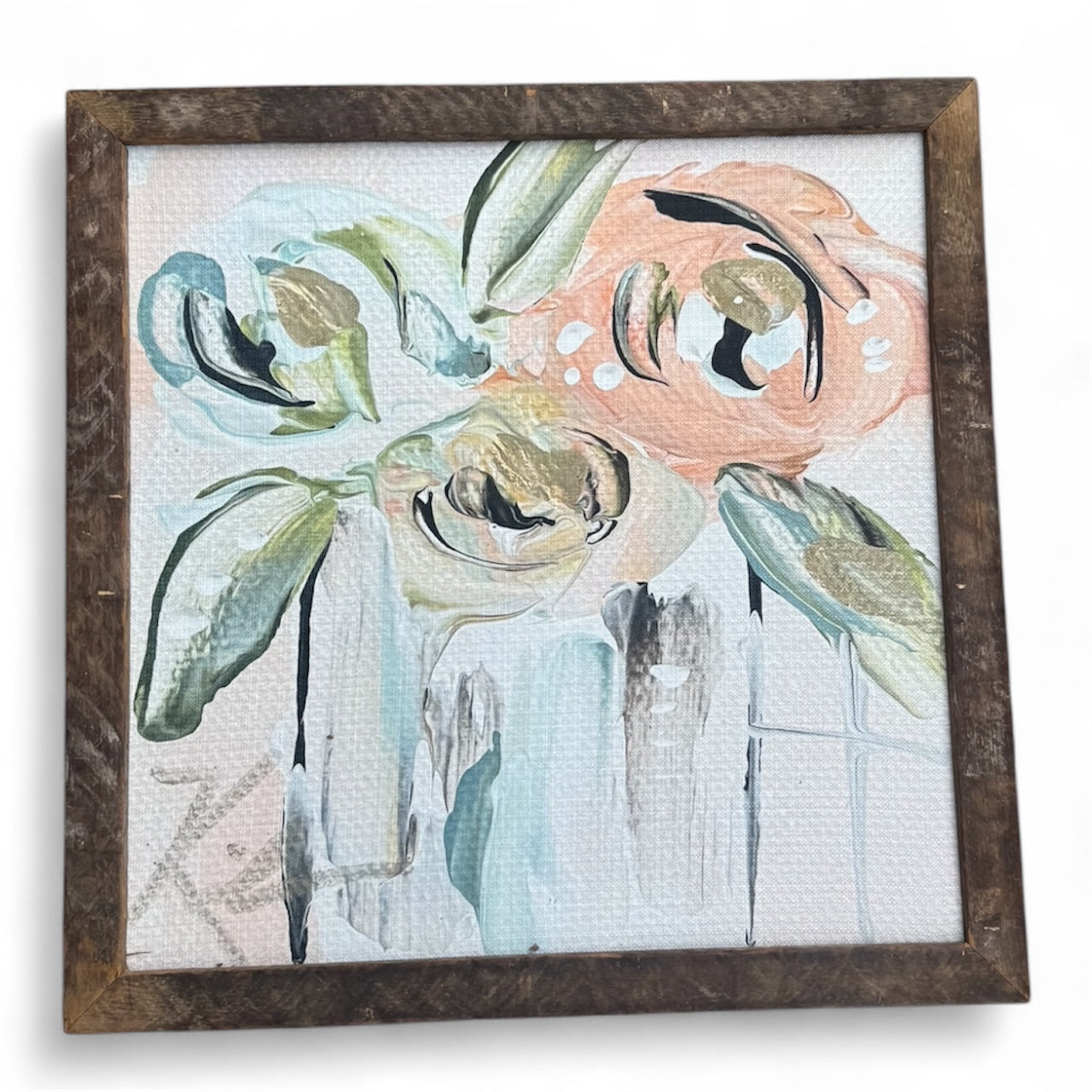 Peach Floral Framed Art