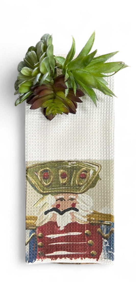 Green Hat Nutcracker Tea Towel