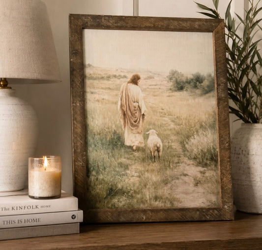 Vintage Jesus & Lamb Framed Art