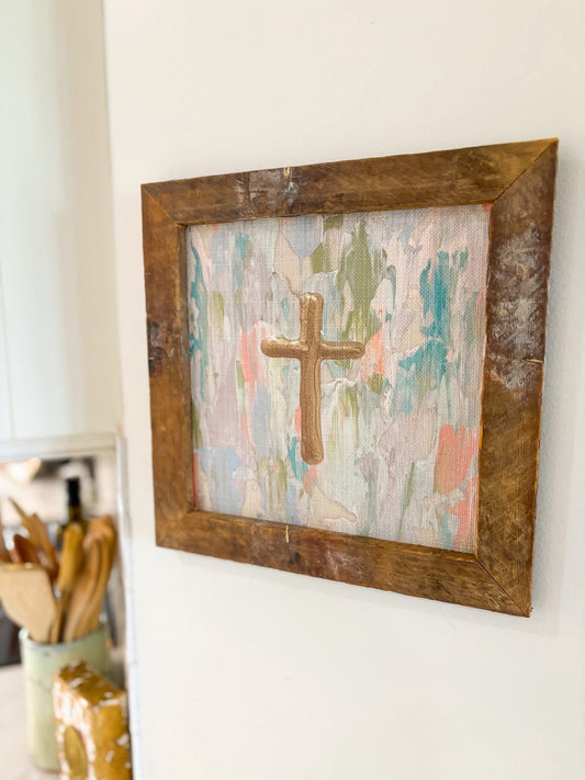 Pastel Cross Framed Art