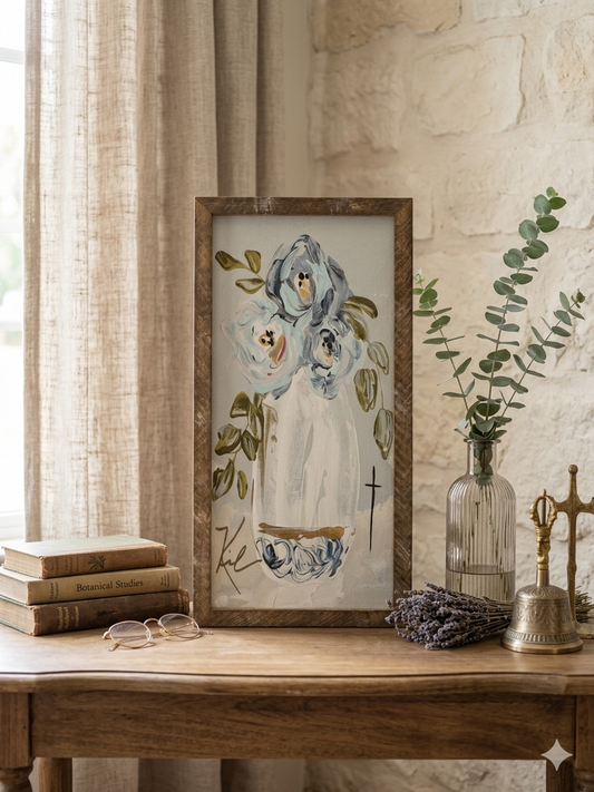 GA Blue Posie Framed Art