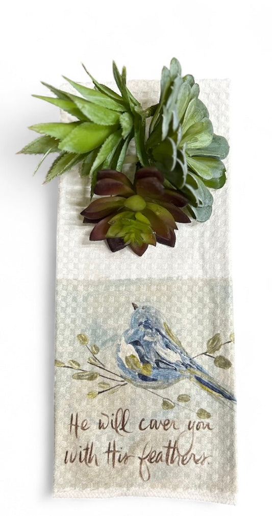 He Will Cover You Tea Towel