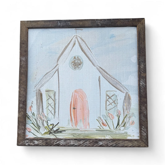 Peach Door Church Framed Art